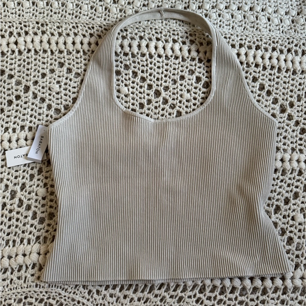 Babaton Ribbed Cream Sculpting Halter Top